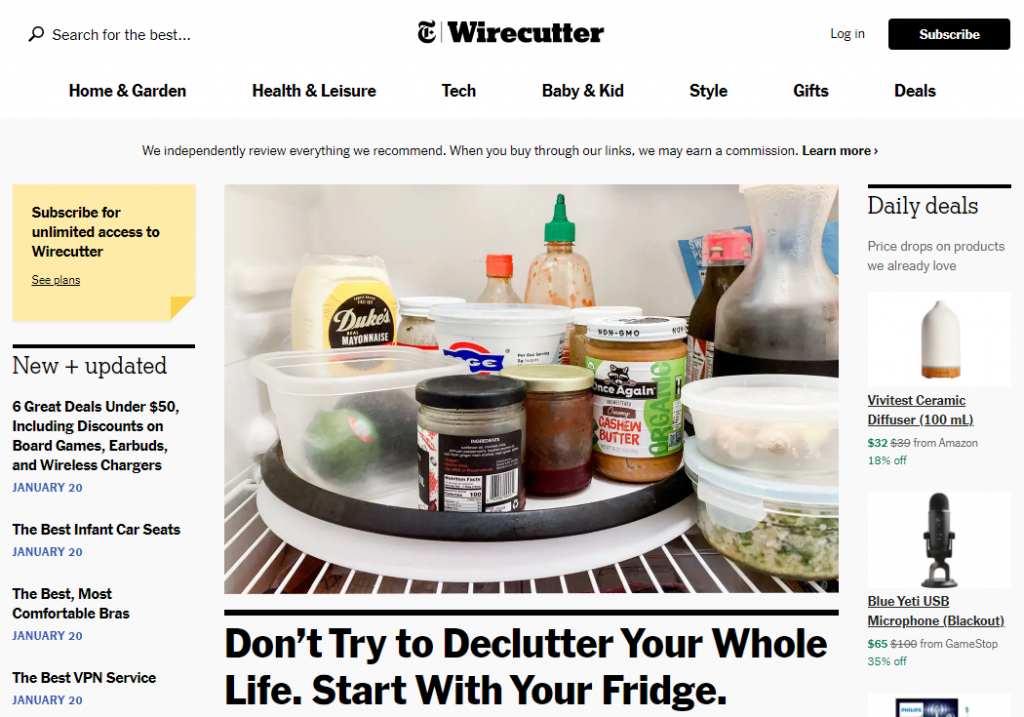 wirecutter Affiliate websites